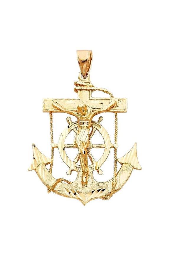 14K Yellow Gold Large Mariners Cross Pendant