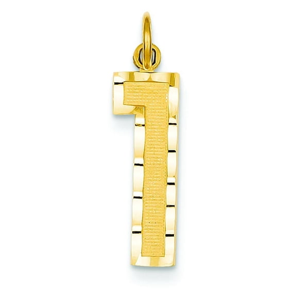 14K Yellow Gold Large Number 1 Charm Pendant Jewelry