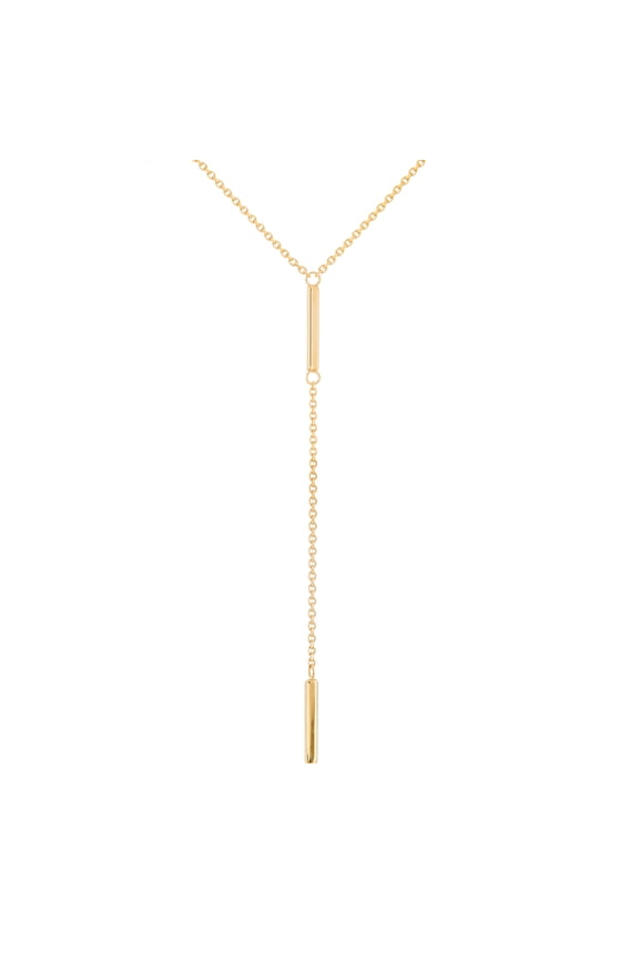 14K Yellow Gold Lariat Bar Necklace