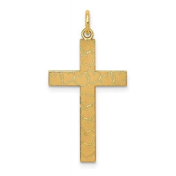 14K Yellow Gold Laser Designed Cross Pendant