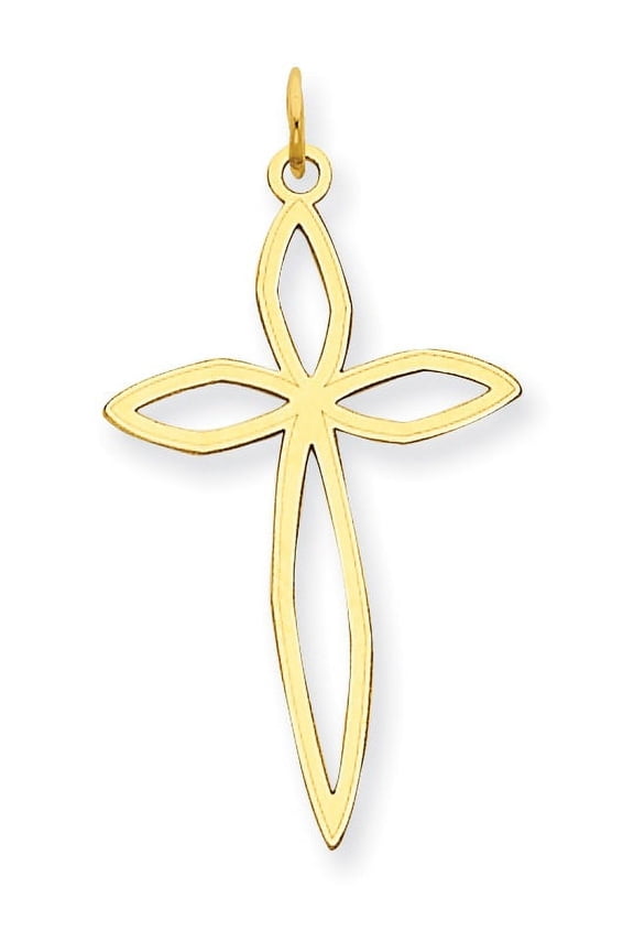 14K Yellow Gold Laser Designed Passion Cross Pendant (31 X 17) Made In United States xr1038
