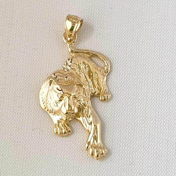 14K Yellow Gold Leopard Panther, Tiger Pendant