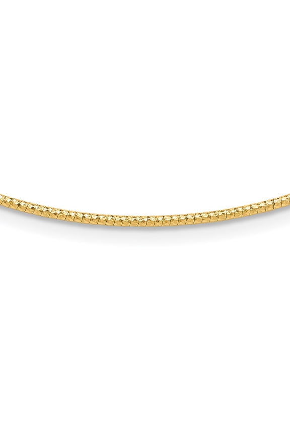 14K Yellow Gold Link Omega Chain Necklace 1.5 mm D/C Neckwire 18 inch 1.47