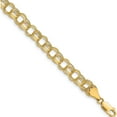 thumbnail image 1 of 14K Yellow Gold Lite 7mm Triple Link Charm Bracelet Made In Peru sst1-7.25, 1 of 5