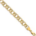 thumbnail image 1 of 14K Yellow Gold Lite 8mm Triple Link Charm Bracelet Made In Peru sst2-7.25, 1 of 5