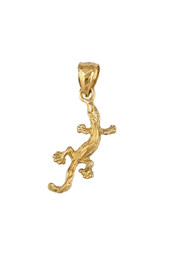 14K Yellow Gold Lizard Pendant Charm