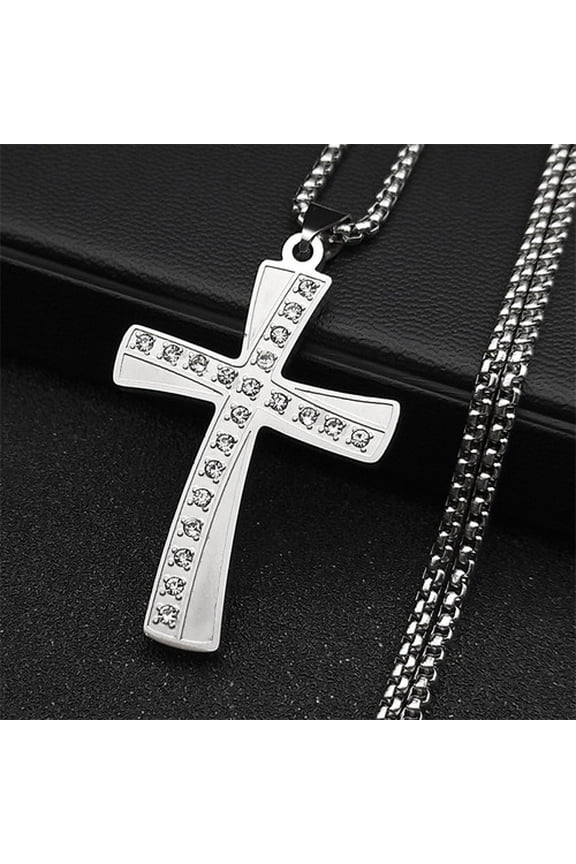 14K Yellow Gold Luxury Zircon Cross Necklace Pendant For Men Women Jewelry Accessories