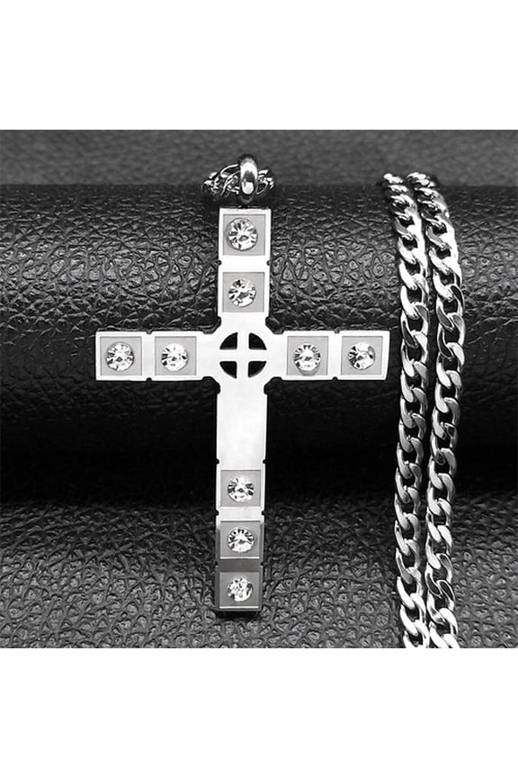 14K Yellow Gold Luxury Zircon Cross Necklace Pendant For Men Women Jewelry Accessories