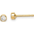 thumbnail image 1 of 14K Yellow Gold Madi K 3mm Cz Bezel Post Earrings (3.7 X 3) Made In Spain se2861, 1 of 5