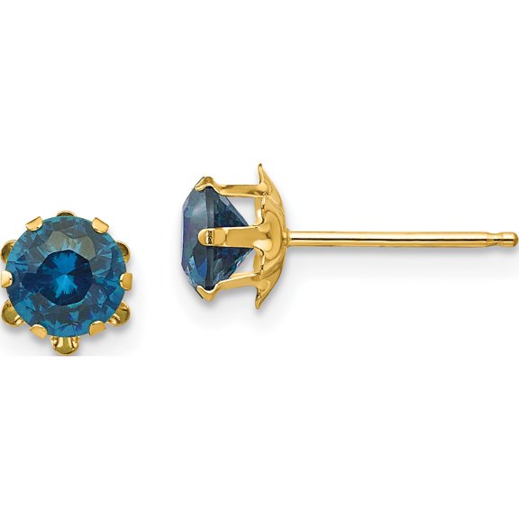 Jewelry by Sweet Pea 14K Yellow Gold 5mm Round CZ December Birthstone Post Earrings