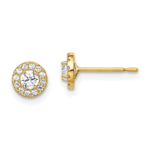14K Yellow Gold Madi K Cubic Zirconia Circlepost Earrings