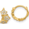 thumbnail image 1 of 14K Yellow Gold Madi K Cz 3-Star Hinged Hoop Earrings (9.8 X 5.7) Made In Vietnam gk923, 1 of 6