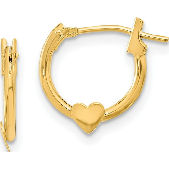 14K Yellow Gold Madi K Heart Hoop Earrings (9 X 9) Made In United States gk254