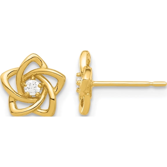 Jewelry by Sweet Pea 14K Yellow Gold Polished CZ Flower Post Earrings