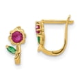 thumbnail image 1 of 14K Yellow Gold Madi K Polished Red & Green CZ Flower Hoops, 1 of 1