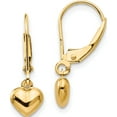 thumbnail image 1 of 14K Yellow Gold Madi K Puffed Polished Heart Drop Leverback Earrings (21 X 6) Made In United States se945, 1 of 6