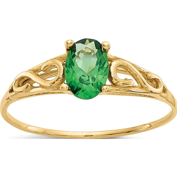 14K Yellow Gold Madi K Synthetic Emerald Ring (Size 5) Made In United States gk279