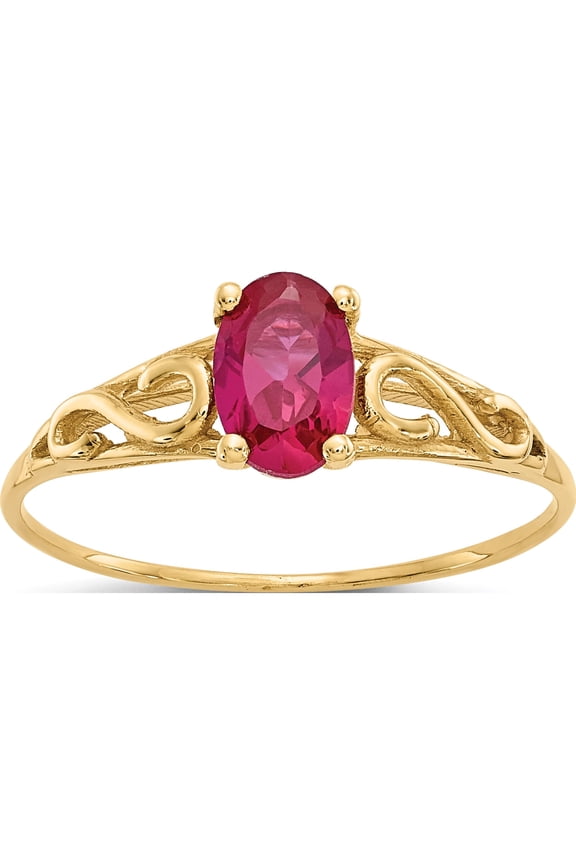 14K Yellow Gold Madi K Synthetic Ruby Ring (Size 5) Made In United States gk281