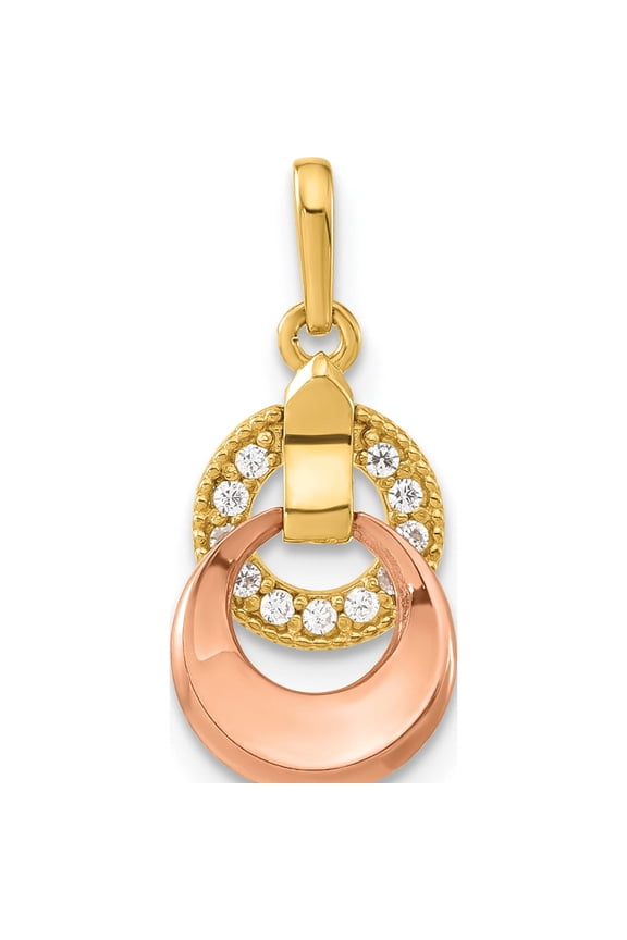 14K Yellow & Rose Gold CZ Circles Pendant