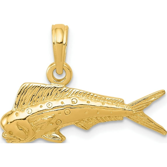 14K Yellow Gold Mahi Fish Pendant (15 X 22) Made In Peru k3034