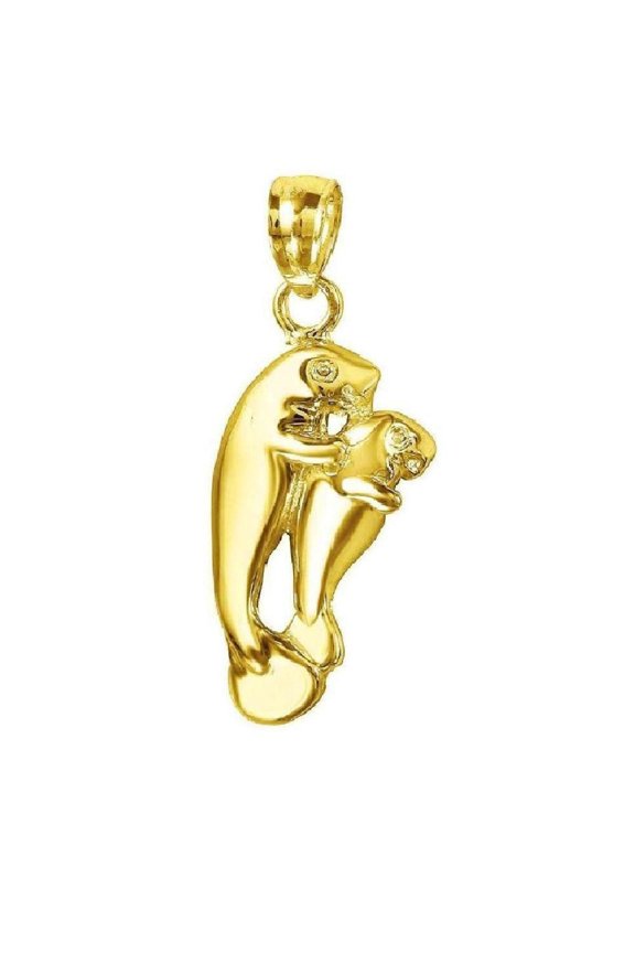 14K Yellow Gold Manatee Pendant