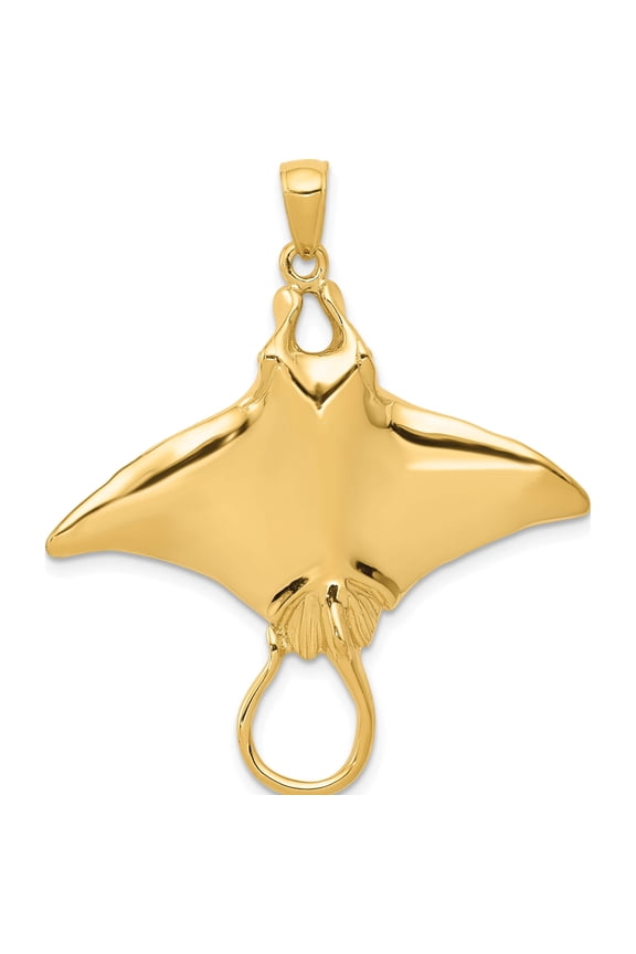 14K Yellow Gold Manta Ray Pendant (42 X 35) Made In Peru k2929