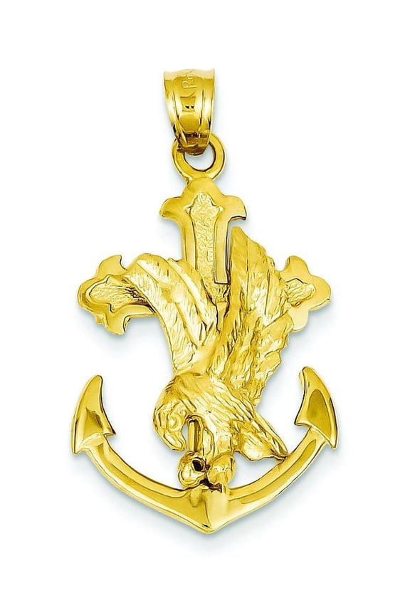14K Yellow Gold Mariners Cross Eagle Pendant Charm