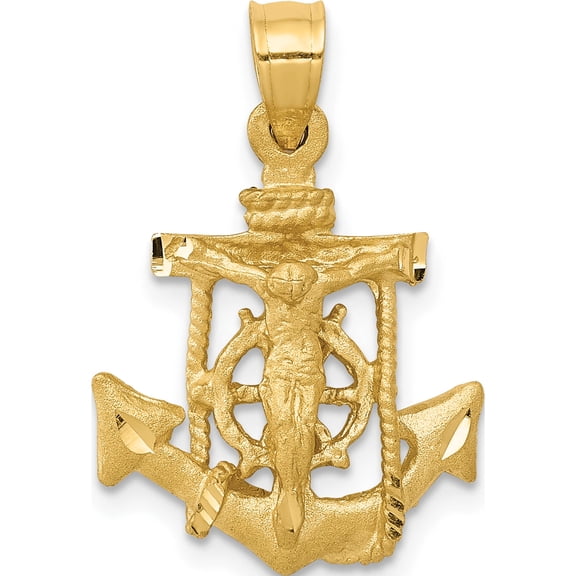 14K Yellow Gold Mariners Cross Pendant (24 X 15) Made In United States d12