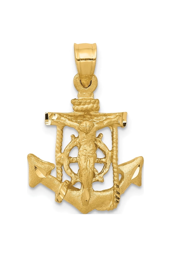 14K Yellow Gold Mariners Cross Pendant (24 X 15) Made In United States d12