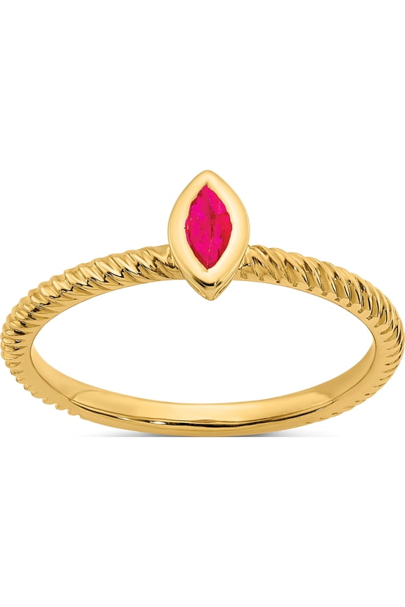 14K Yellow Gold Marquise Bezel Ruby Ringsize 7 (Width 1.6 To 1.8) - Jbsp