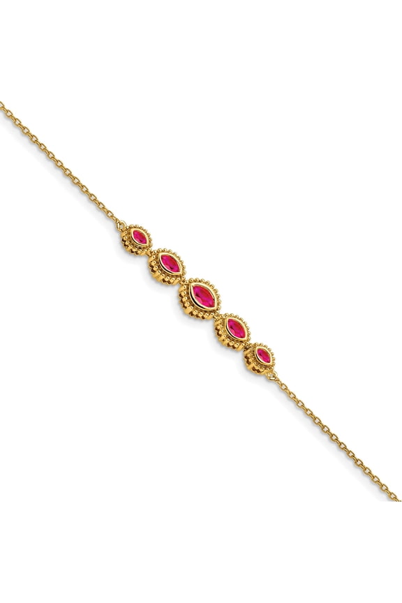 14K Yellow Gold Marquise Ruby Bracelet (Width 6.3) (Length 7) - Jbsp