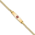 thumbnail image 1 of 14K Yellow Gold Medical Semi-Solid Soft Diamond Shape Red Enamel ID Cuban 6 in. Bracelet, 1 of 1