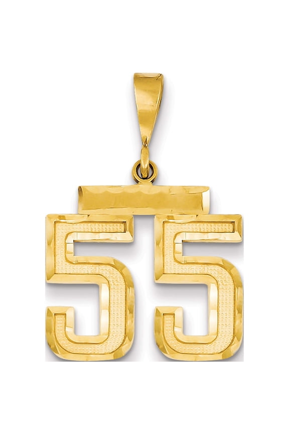 14K Yellow Gold Medium Diamond-Cut Number 55 Charm Made In United States mn55