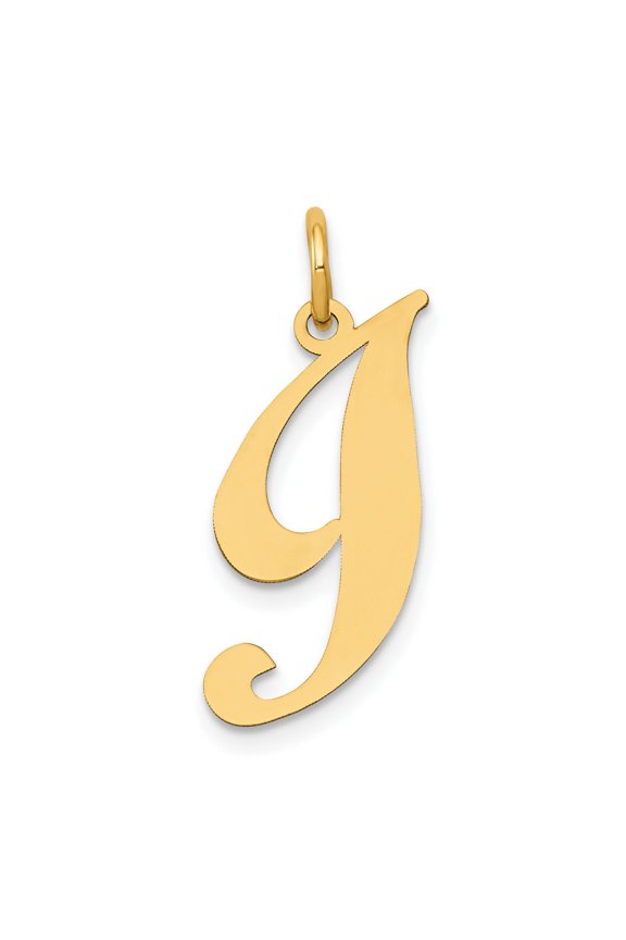 14K Yellow Gold Medium Fancy Script Initial I Charm
