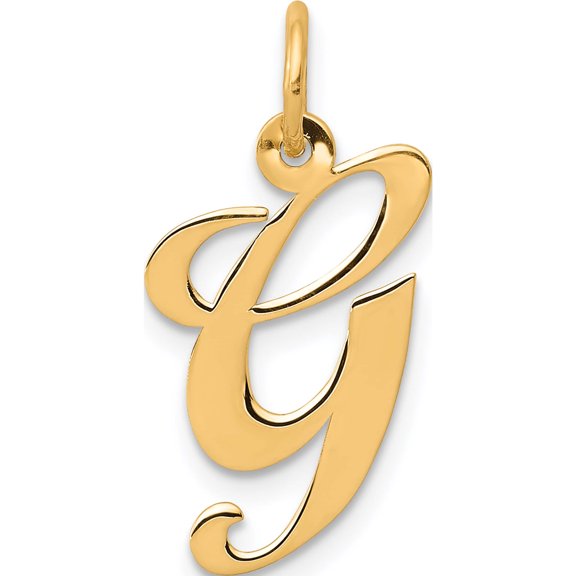 Jewelry by Sweet Pea 14K Yellow Gold Medium Fancy Script Letter G Initial Charm