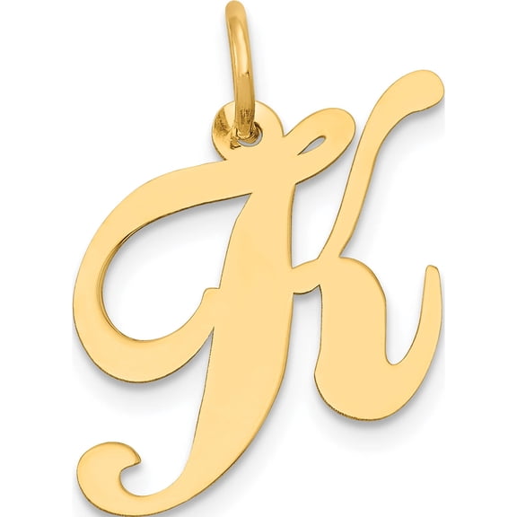 Jewelry by Sweet Pea 14K Yellow Gold Medium Fancy Script Letter K Initial Charm