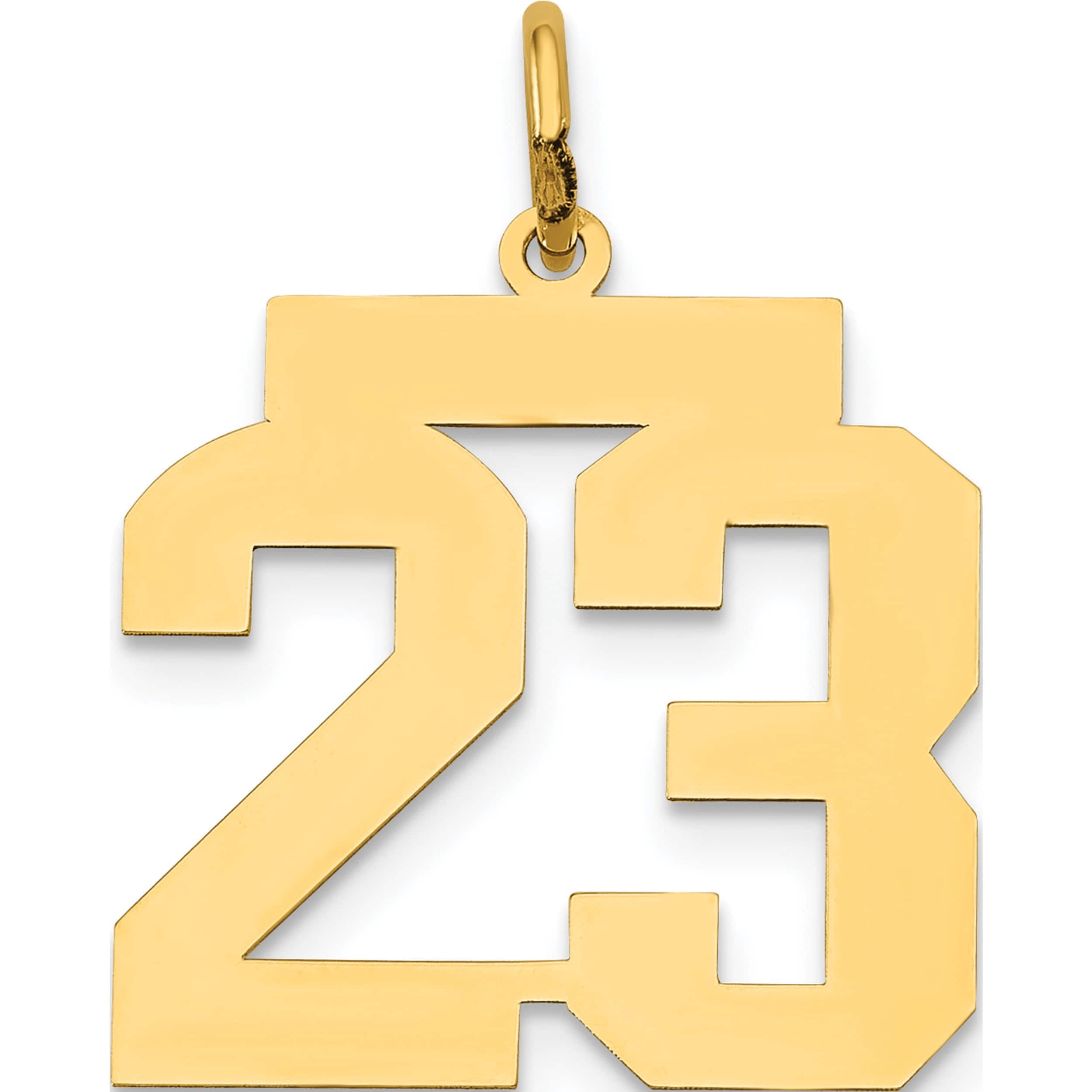 14K Yellow Gold Medium Polished Number 23 Charm Made In United States lm23