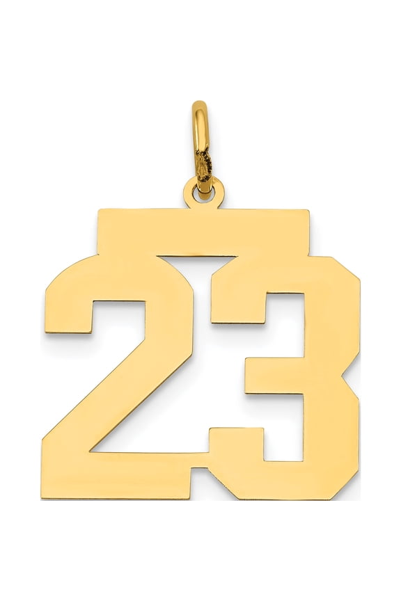 14K Yellow Gold Medium Polished Number 23 Charm Made In United States lm23
