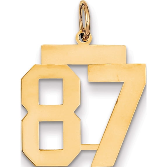 14K Yellow Gold Medium Polished Number 87 Charm Made In United States lm87