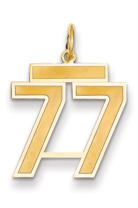 14K Yellow Gold Medium Satin Number 77 Charm Made In United States lsm77