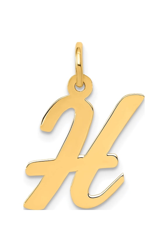 14K Yellow Gold Medium Script Letter H Initial Charm Made In United States yc660h