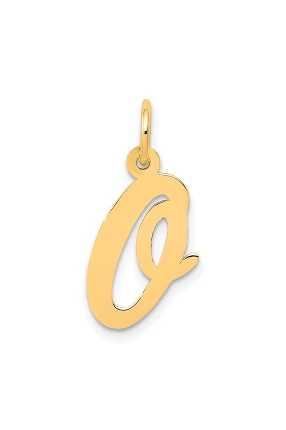 14k Yellow Gold Solid Polished Laser-cut Medium Script Letter Name Personalized Monogram Initial O Charm Pendant Necklac
