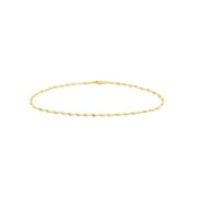 JEWELRY ADDICT 14K Yellow Gold Men & Women's 10" 2.10mm Twisted Dorica Chain Anklet