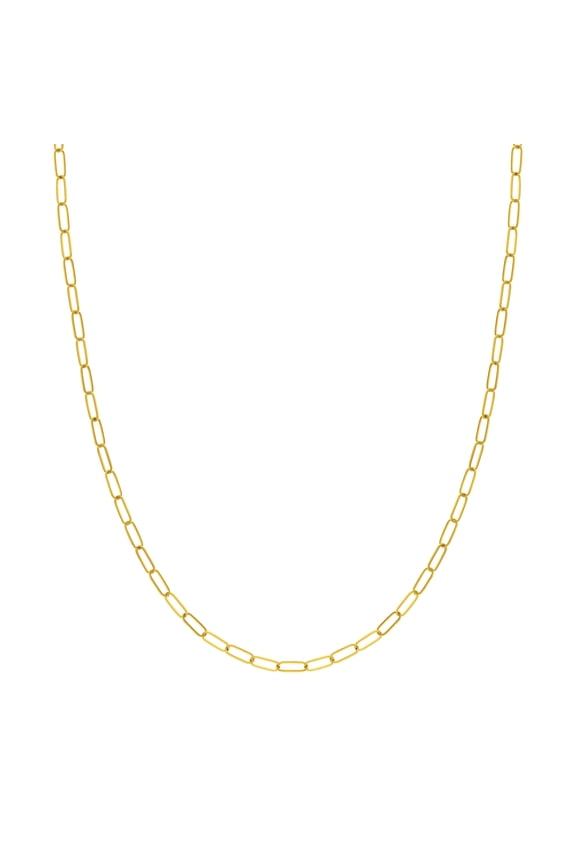 14K Yellow Gold Men & Women's 18" 3.0mm Whisper Paper Clip Chain Necklace