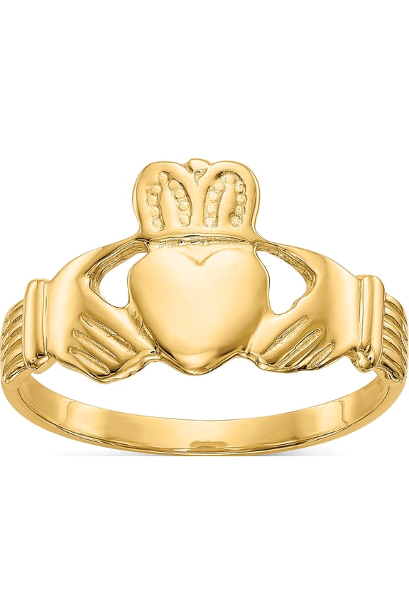 14K Yellow Gold Men's Claddagh Ring (Size 9.75) Made In Peru k4774