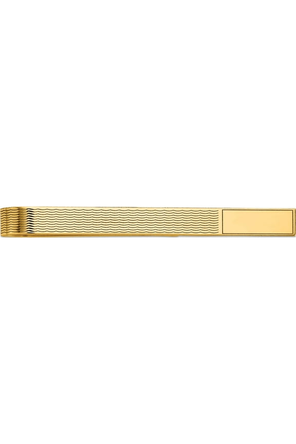 14K Yellow Gold Men's Grooved Engravable Tie Bar (48 X 8) Made In United States mc82