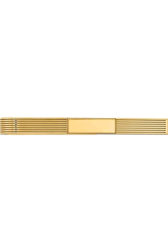 14K Yellow Gold Men's Grooved Engravable Tie Bar (50 X 5.5) Made In United States mc256
