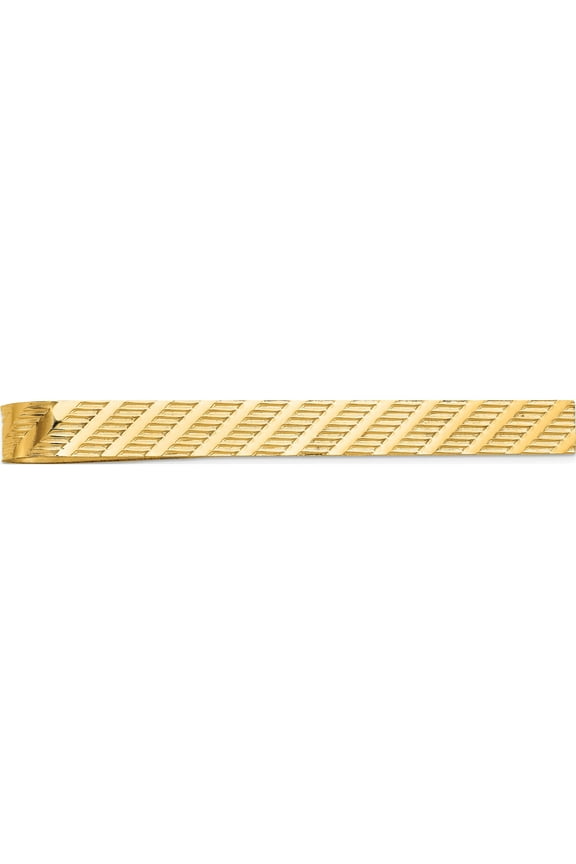 14K Yellow Gold Men's Textured Tie Bar (49 X 4.5) Made In United States mc147