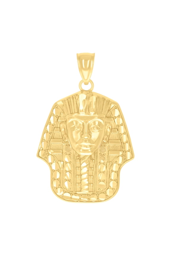 14K Yellow Gold Mens Pharaoh Egyptian Charm Pendant