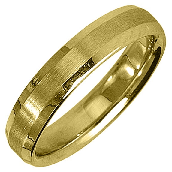 14K Yellow Gold Mens Wedding Band 4mm Satin Comfort Fit